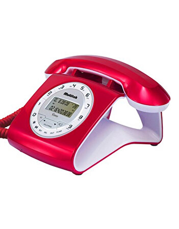 Multitek Retro Özel Tasarım Arayan Numarayı Gösteren Masa Telefonu Kırmızı
